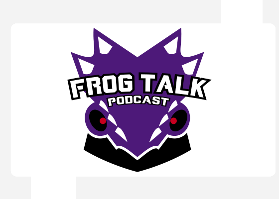 Frog Talk Podcast Logo with a digital boardman background
