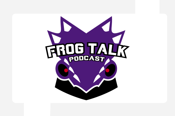 Frog Talk Podcast Logo with a digital boardman background
