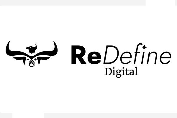 Horizontal logo with icon on left and redefine wordmark on right with digital