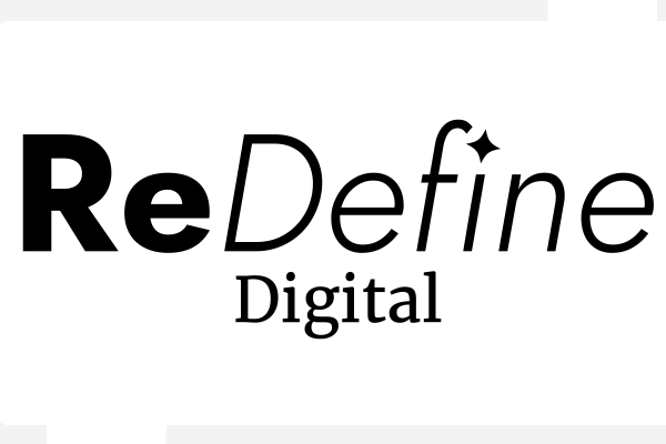 Redefine wordmark with digital underneath. All black